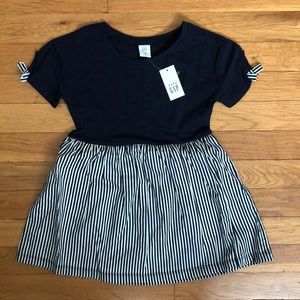 Baby Gap Short Sleeve Mixed Fabric Striped Dress
